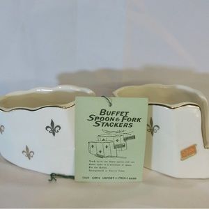 🍴⚜️Fleur de Lis. Gorgeous. 🍴 Vintage Buffet Spoon & Fork Stackers.
